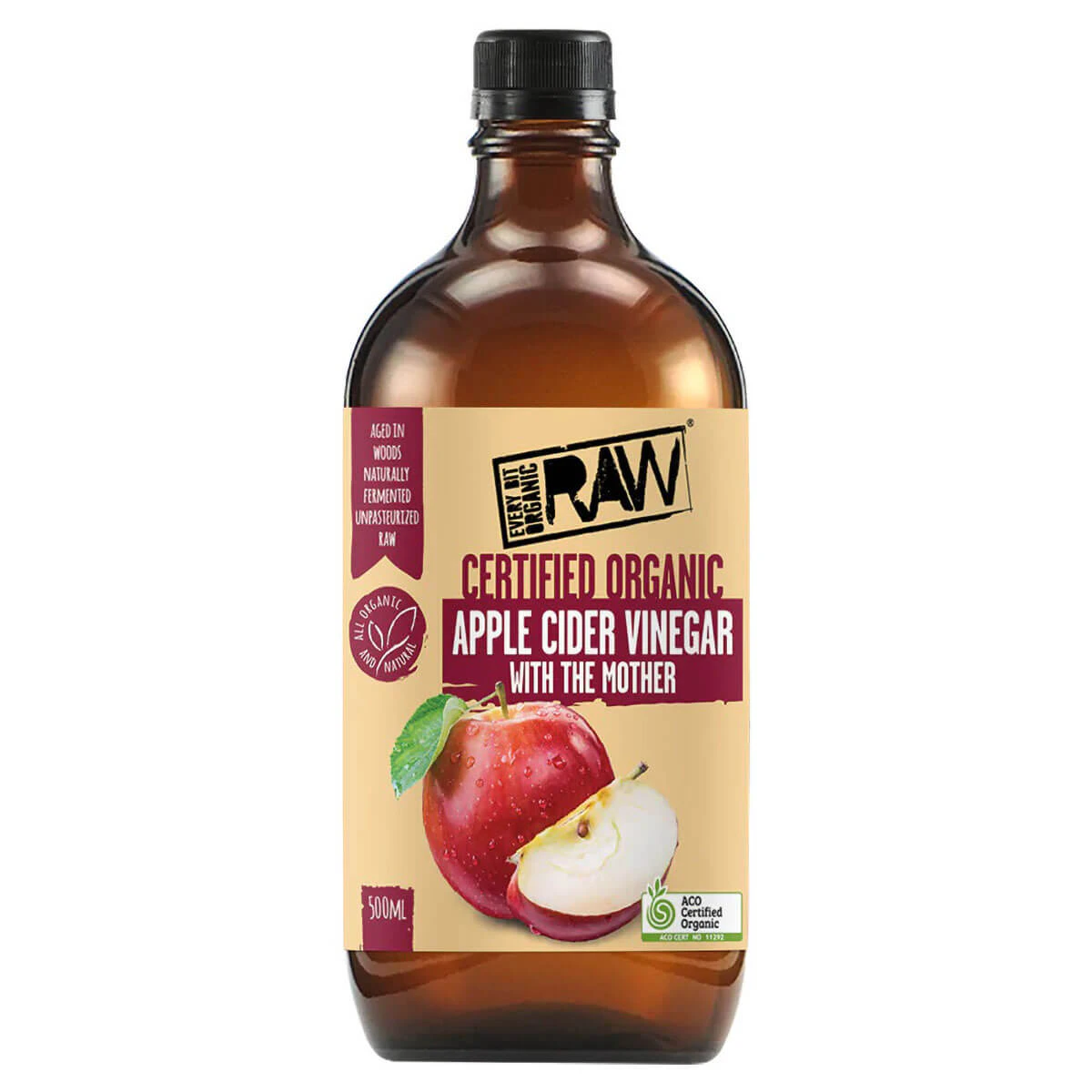 Every Bit Organic Apple Cider Vinegar with The Mother - 500ml - Every Bit Organic Raw