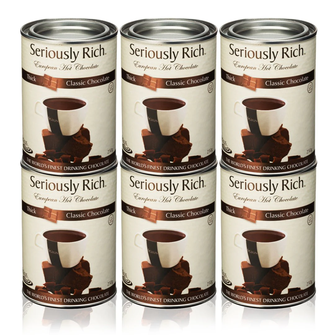 6 x Thick European Hot Chocolate 250g - Seriously Rich