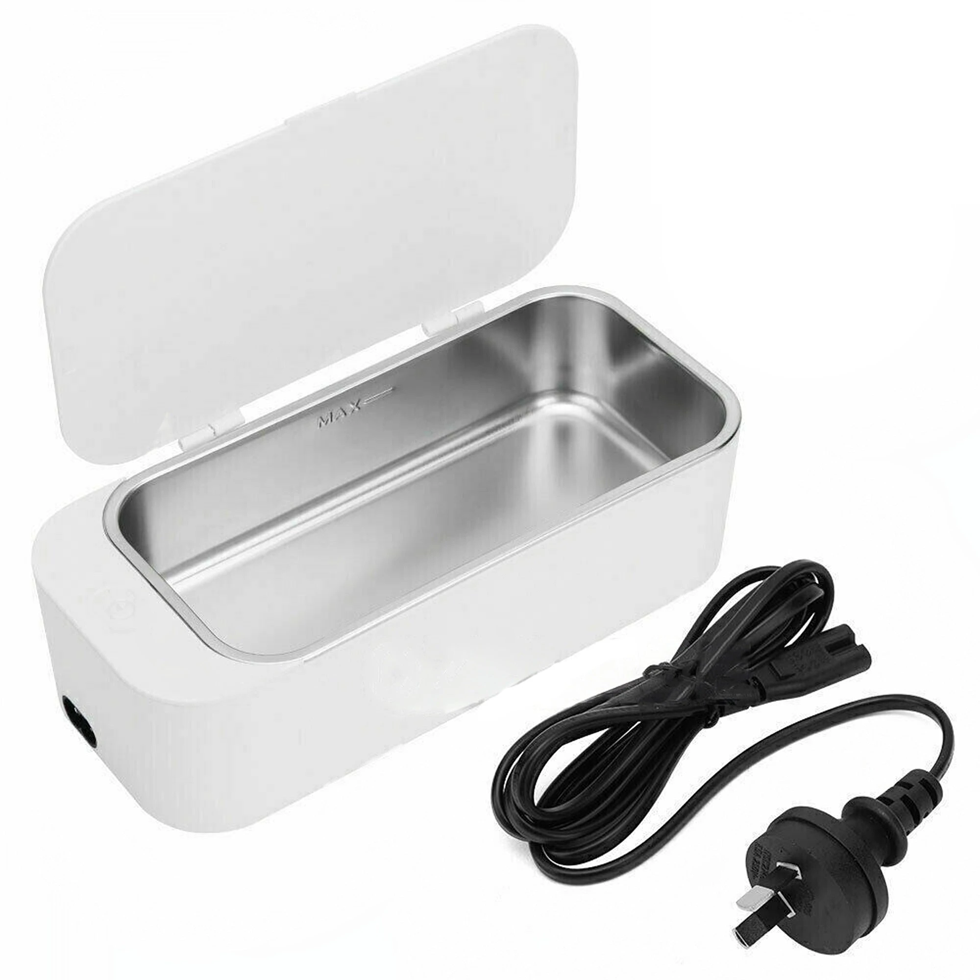 Ultrasonic Cleaner Steel Sonic Wave Tank Glasses Jewellery Watch Cleaning - White