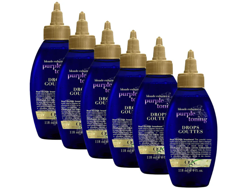 6x OGX Blonde Enhance + Purple Toning Drops For Blonde Coloured Hair 118mL