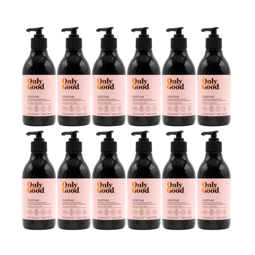 12x Only Good Soothe Natural Hand Wash Rosehip Marshmallow and Elderflower 300ml