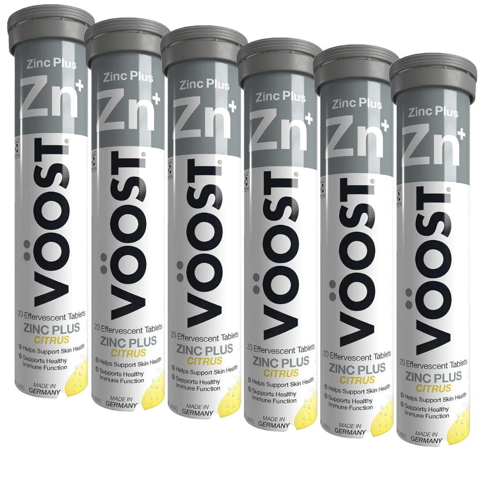 6x VOOST Zinc Plus Citrus Effervescent Tablets 20 pack EXP 31/12/2024