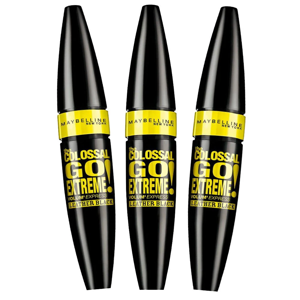 3x Maybelline Mascara Volume Express Women Cosmetic Makeup Leather Black 9.5ml