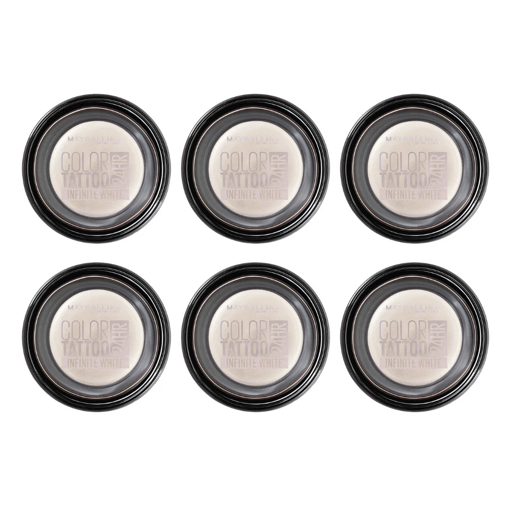 6x Maybelline Color Tattoo 24HR Eyeshadow 45 Infinite White