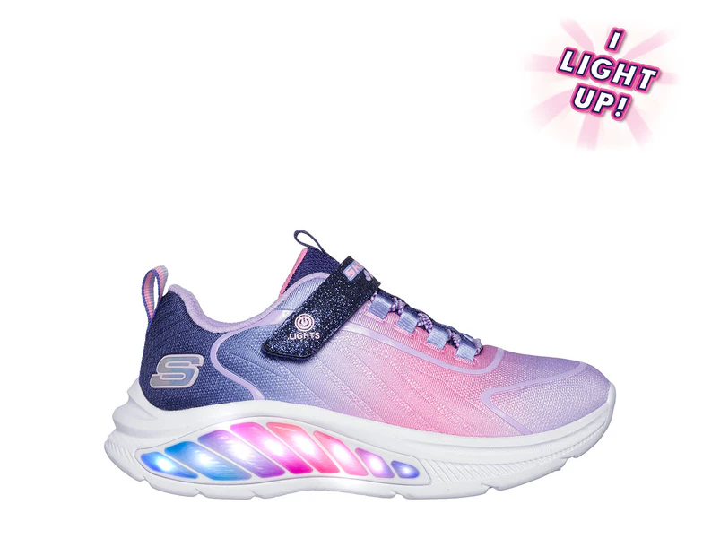 Skechers Girls' Rainbow Cruisers Light-Up Sneakers - Navy/Multi