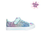 Skechers Girls' Twinkle Sparks Sequin Flash Light-Up Sneakers - Light Blue/Multi