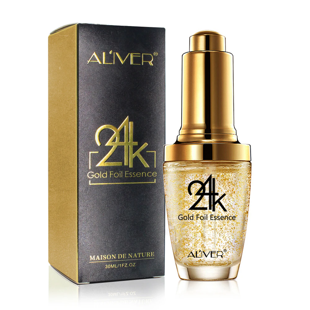 Aliver 24k Gold Anti Aging Serum Face Skin Age Wrinkle Puffy Eyes Remover Hyaluronic Acid Collagen Best Firming Instant Moisturizing Fine Lines