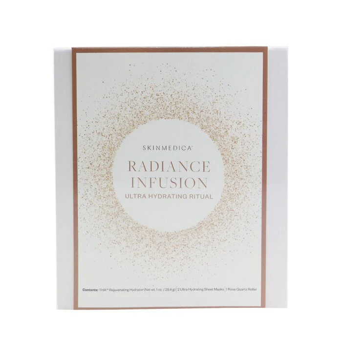 Skin Medica Radiance Infusion Ultra Hydrating Ritual Set: Ha Rejuvenating Hydrator 28.4g + Ultra Hydrating Sheet Mask 2pcs + Rose Quartz Roller 4pcs