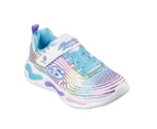 Skechers Girls' S-Lights Wavy Beams Sneakers - White/Multi