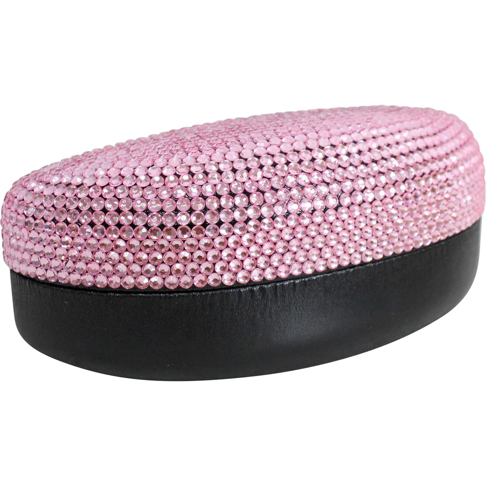 LVD Plastic/Card 16.5cm Sunglasses Case Eye-Glass Storage Pouch Oval Pink Bling