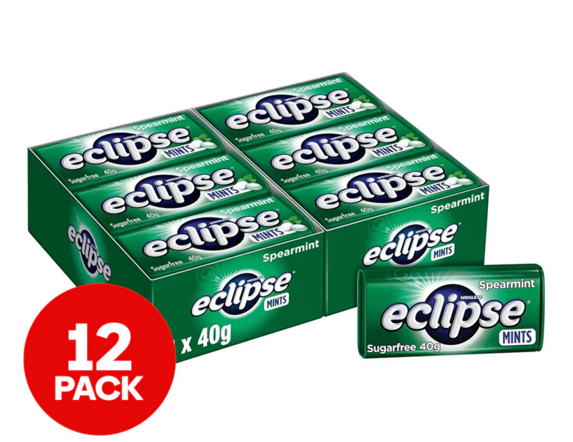 12 x Eclipse Sugarfree Mints Tin Spearmint 40g