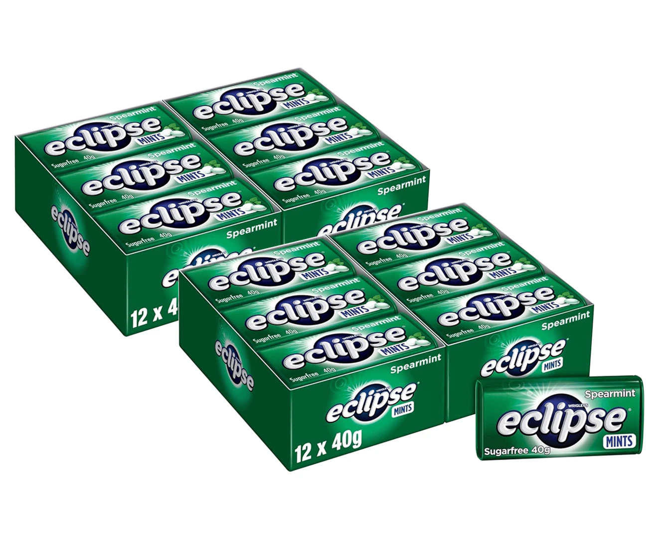 2 x 12pk Eclipse Sugarfree Mints Tin Spearmint