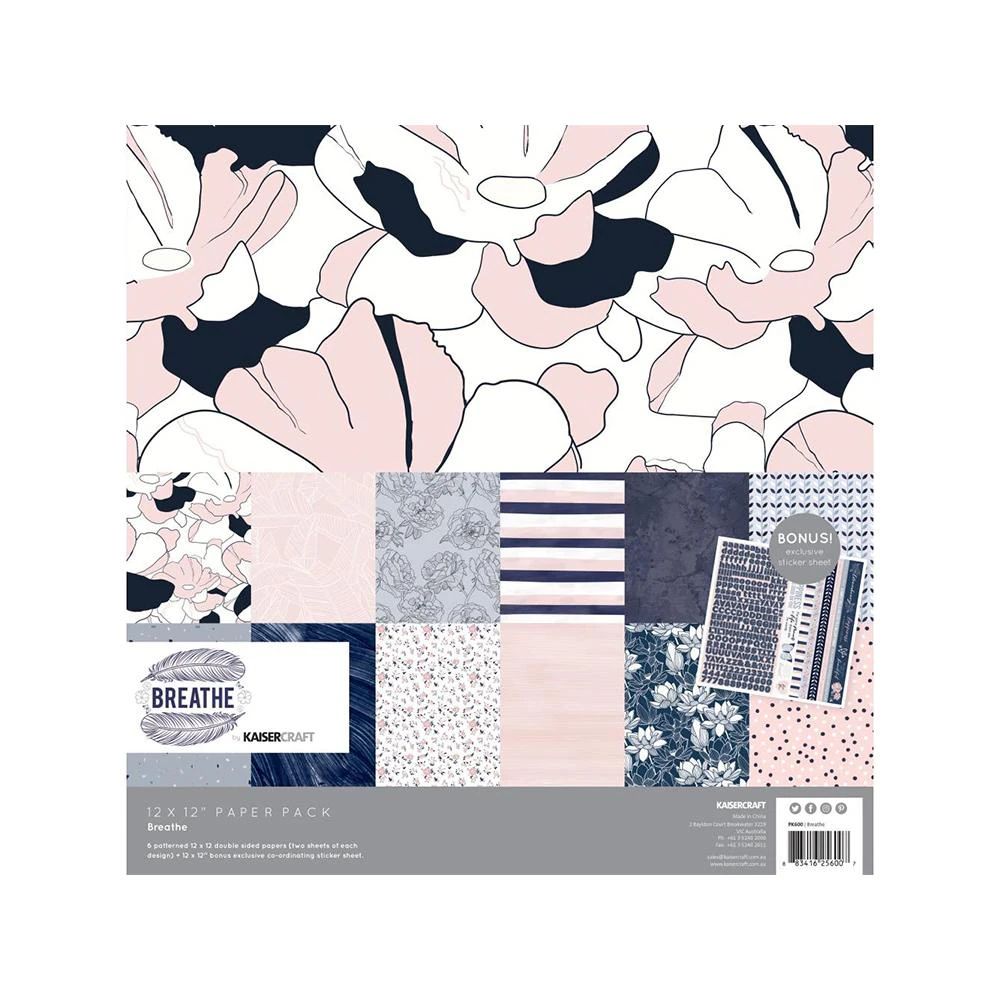 Kaisercraft - Paper Pack 12X12in 12 per pack - Breathe*