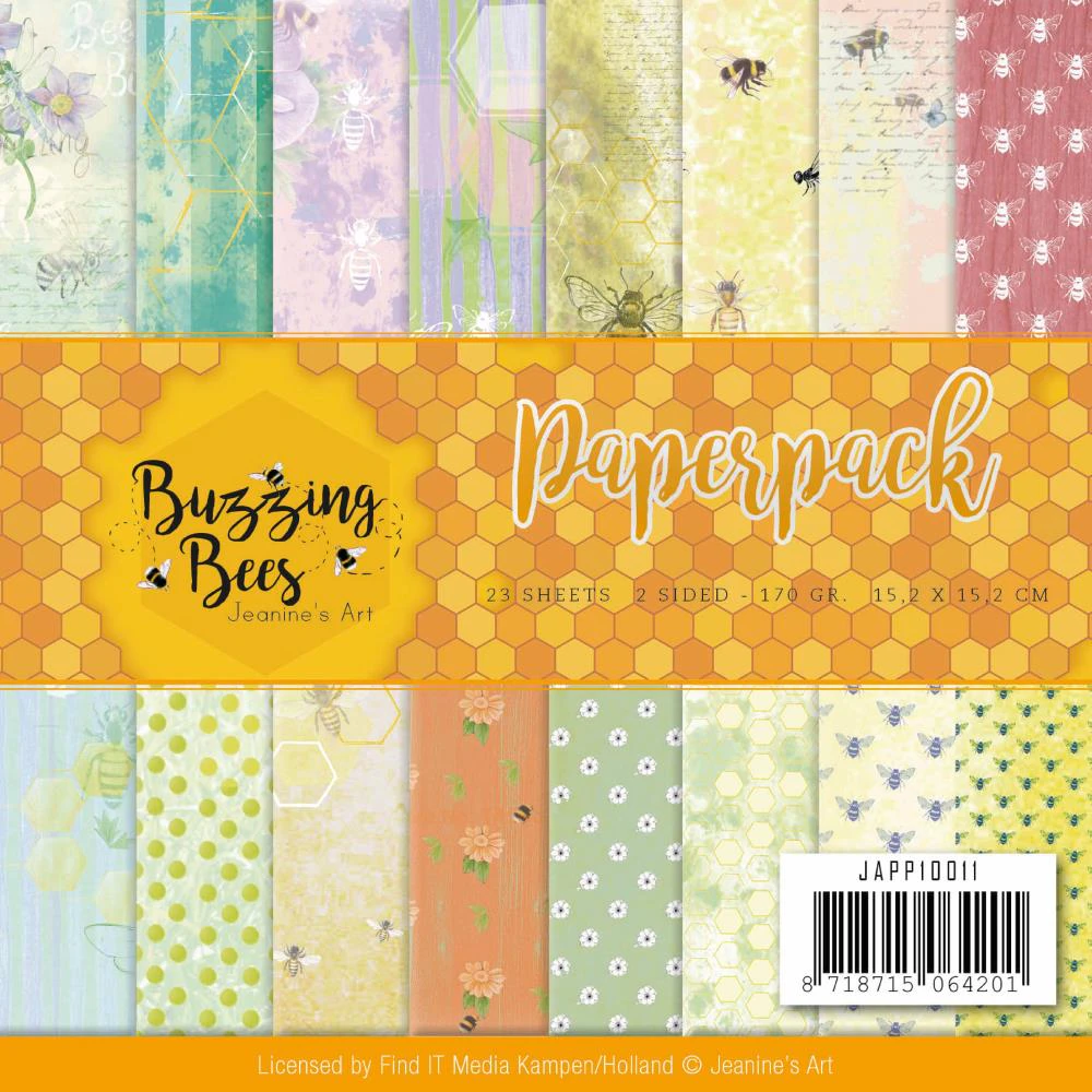 Find It Trading - Jeanines Art - Paper Pack 6 inchX6 inch 23 pack - Buzzing Bees, Double-Sided Designs*