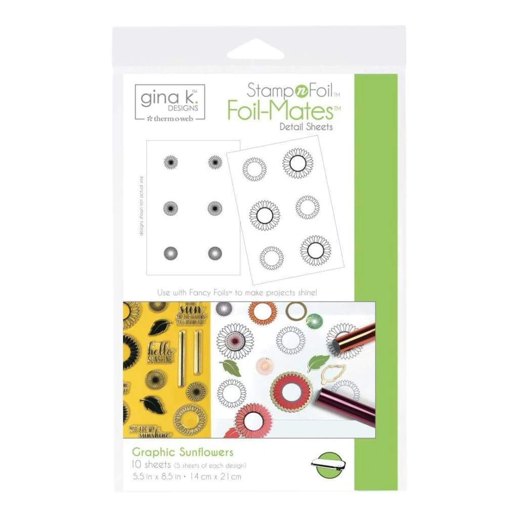 Gina K Designs StampnFoil Foil-Mates Detail Sheets 10 pack Graphic Sunflowers*