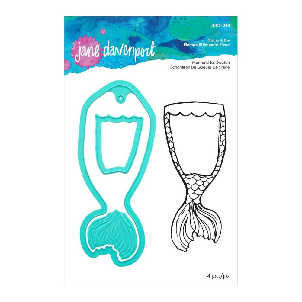 Jane Davenport - Artomology Collection - Clear Acrylic Stamp and Die Set - Mermaid Tail Swatch*