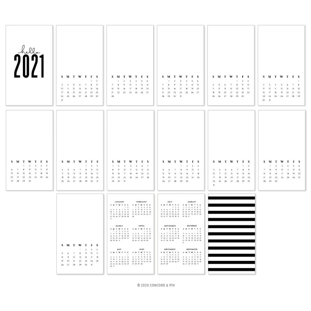 Concord & 9th Calendar 3.5in x 6in, 16 Sheets - 2021*