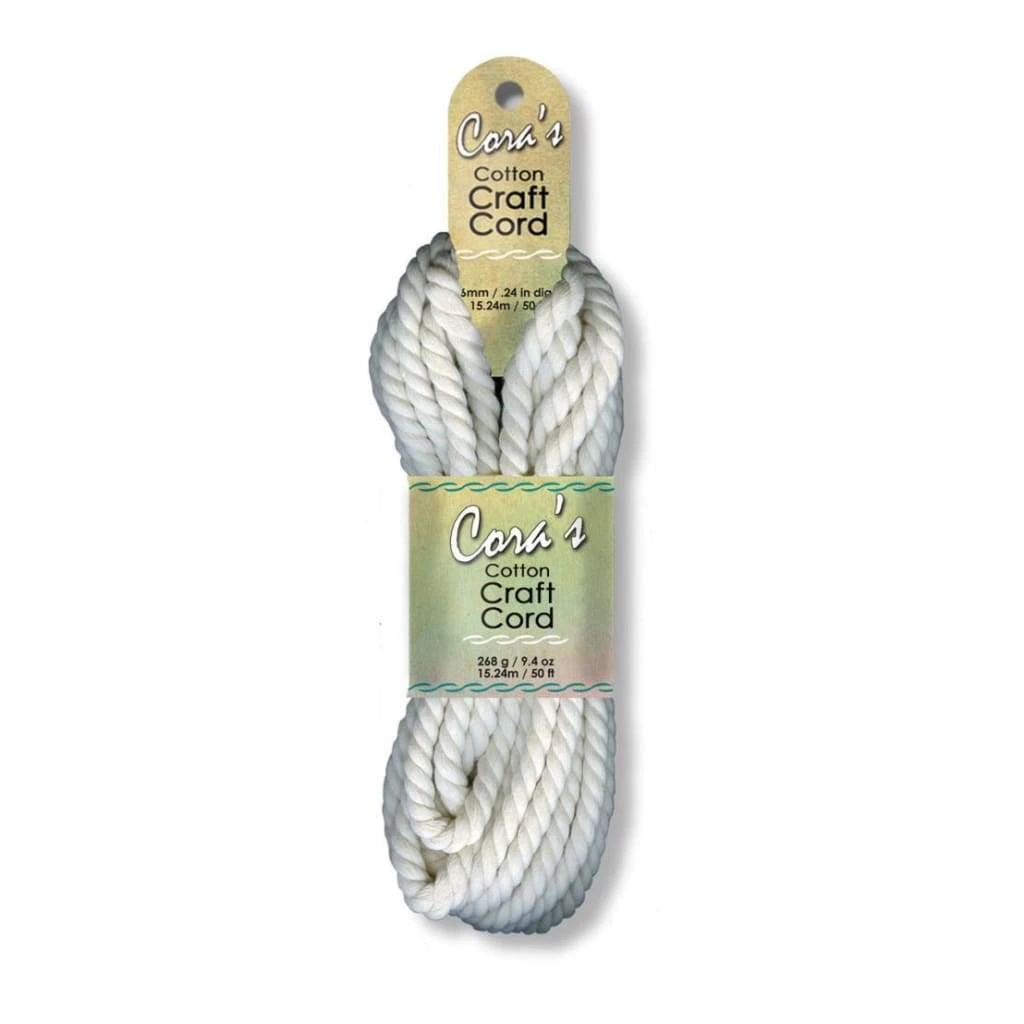 Cotton Craft Cord 6mmX50' - Natural Dyeable Fibre