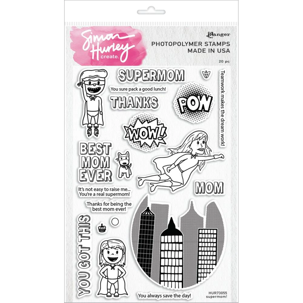 Simon Hurley create. Cling Stamps 6in x 9in - Supermom!*