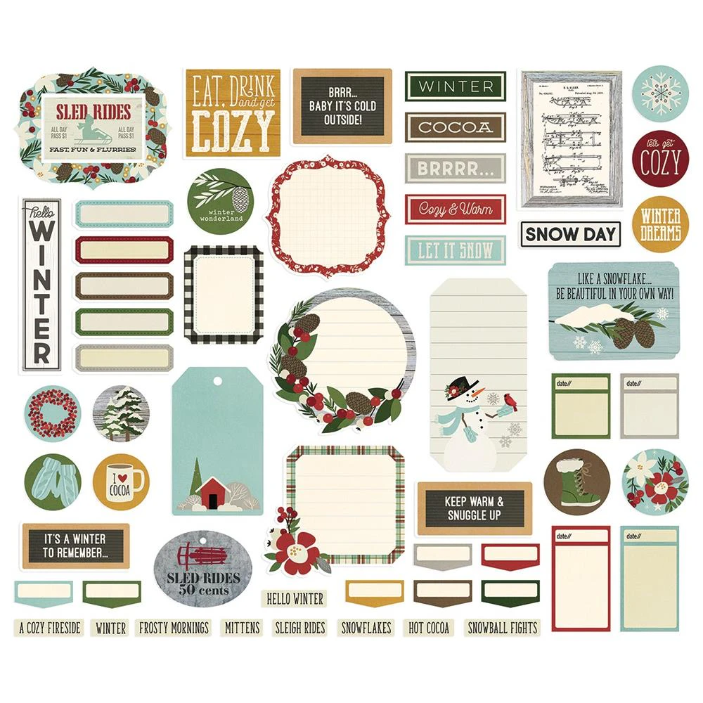 Simple Stories - Winter Farmhouse Bits & Pieces Die-Cuts 57 pack - Journal*