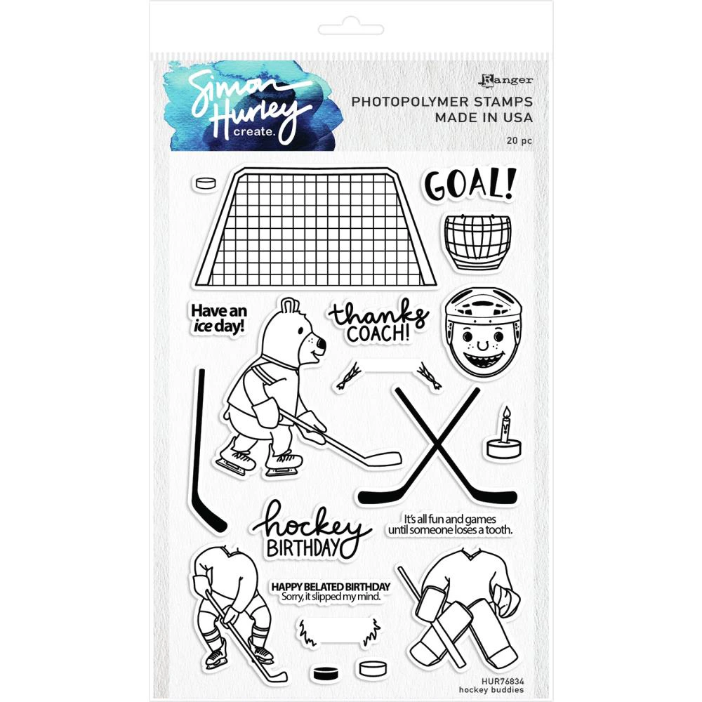 Simon Hurley Create Cling Stamps 6"x 9" - Hockey Buddies*