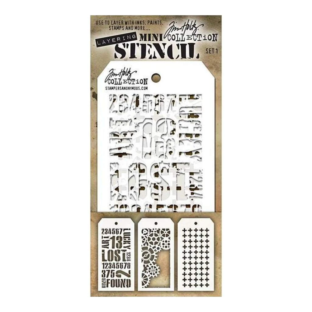 Tim Holtz Mini Layered Stencil Set 3 Pack - Set #1