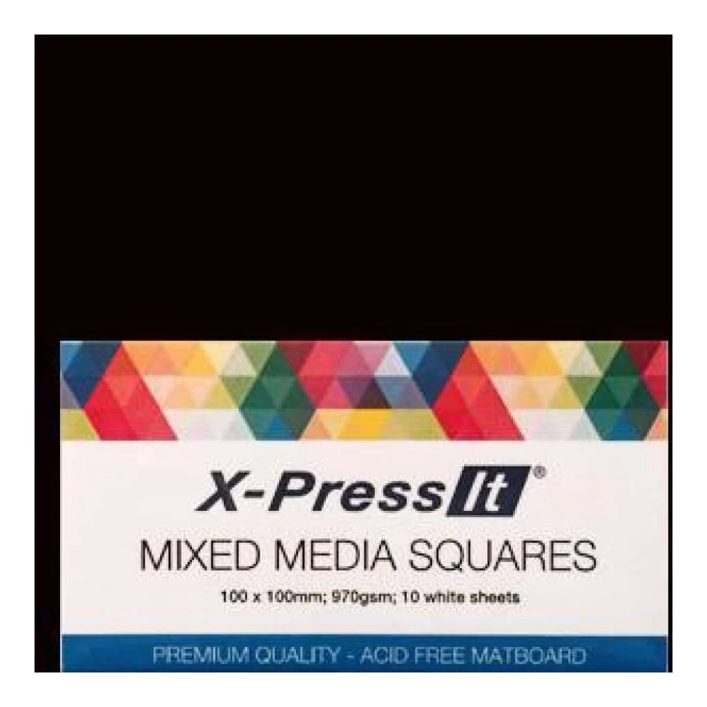 X-Press It Mixed Media Squares 10X10cm 10 Pack Black*