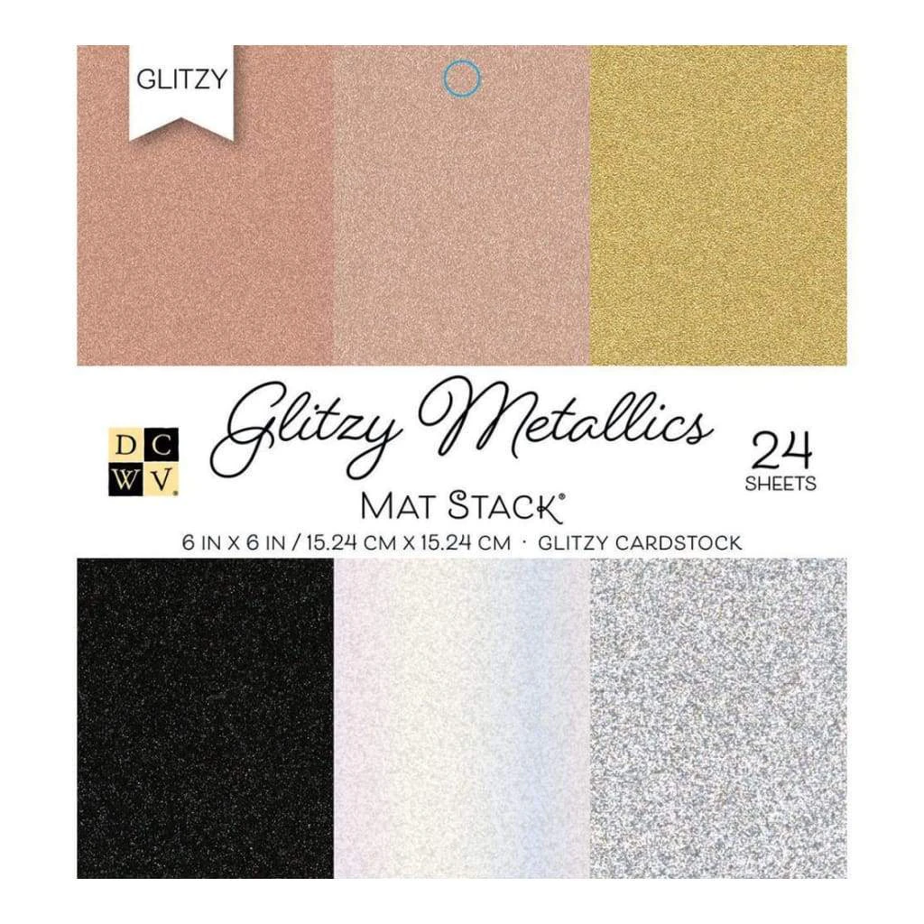 DCWV Single-Sided Cardstock Stack 6"x 6" 24 Pack - Glitzy Metallics With Glitter*