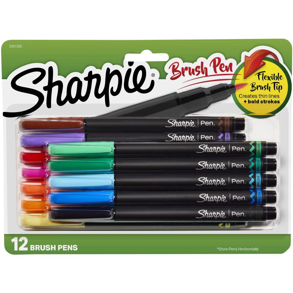 Sharpie Brush Tip Permanent Markers 12 pack - Assorted Colours*