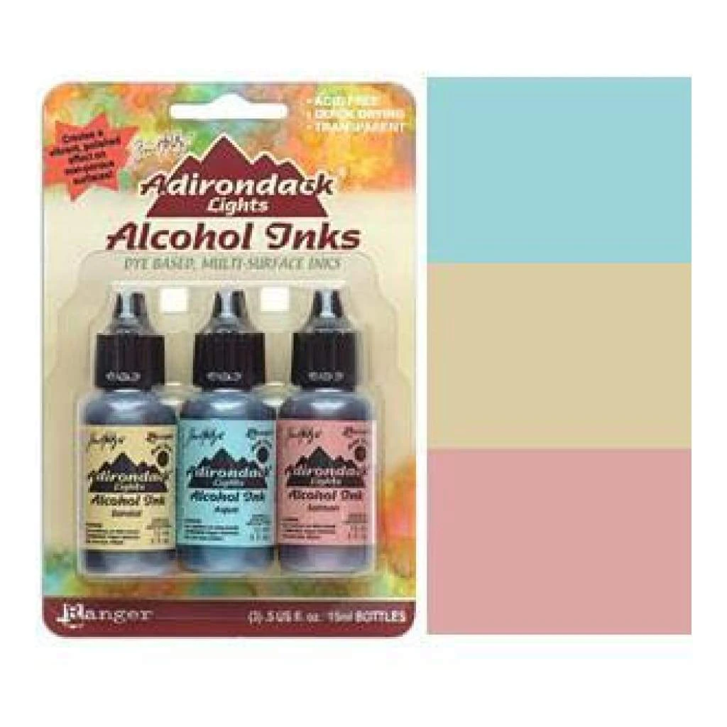 Tim Holtz Alcohol Ink .5oz 3/Pkg - Lakeshore-Sandal/Aqua/Salmon^