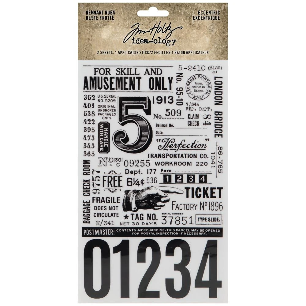 Tim Holtz Idea-Ology Remnant Rubs Rub-Ons 4.75"X 7.75" 2 pack - Eccentric