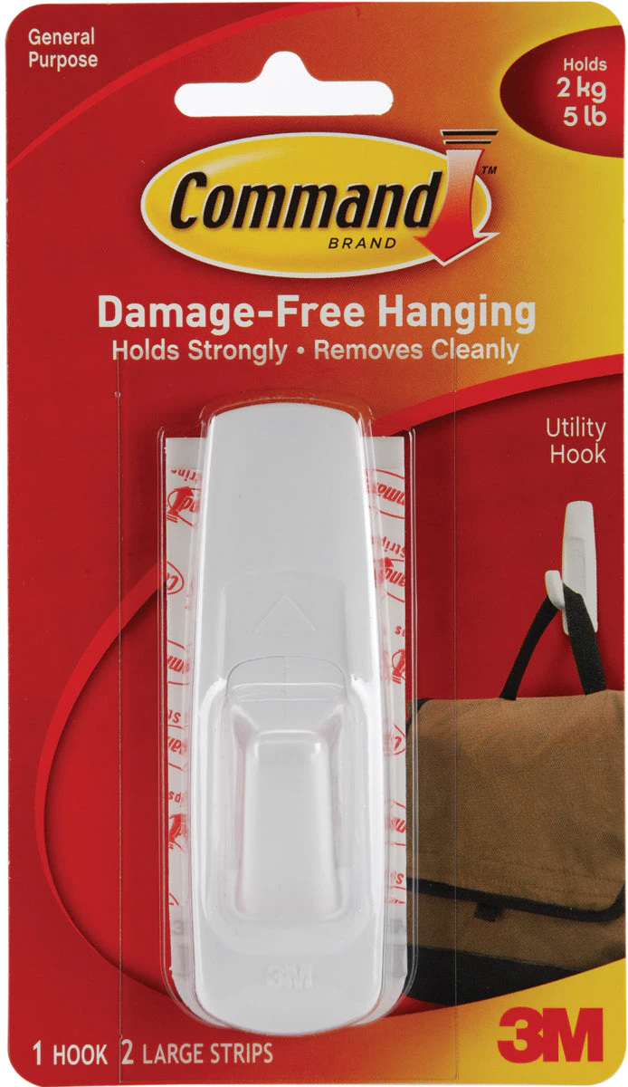 Command Large Utility Hooks, White - 1 Hook & 2 Strips*