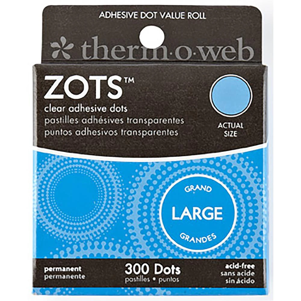 Thermoweb Zots Clear Adhesive Dots - Large 1/2"X1/64" Thick 300 pack