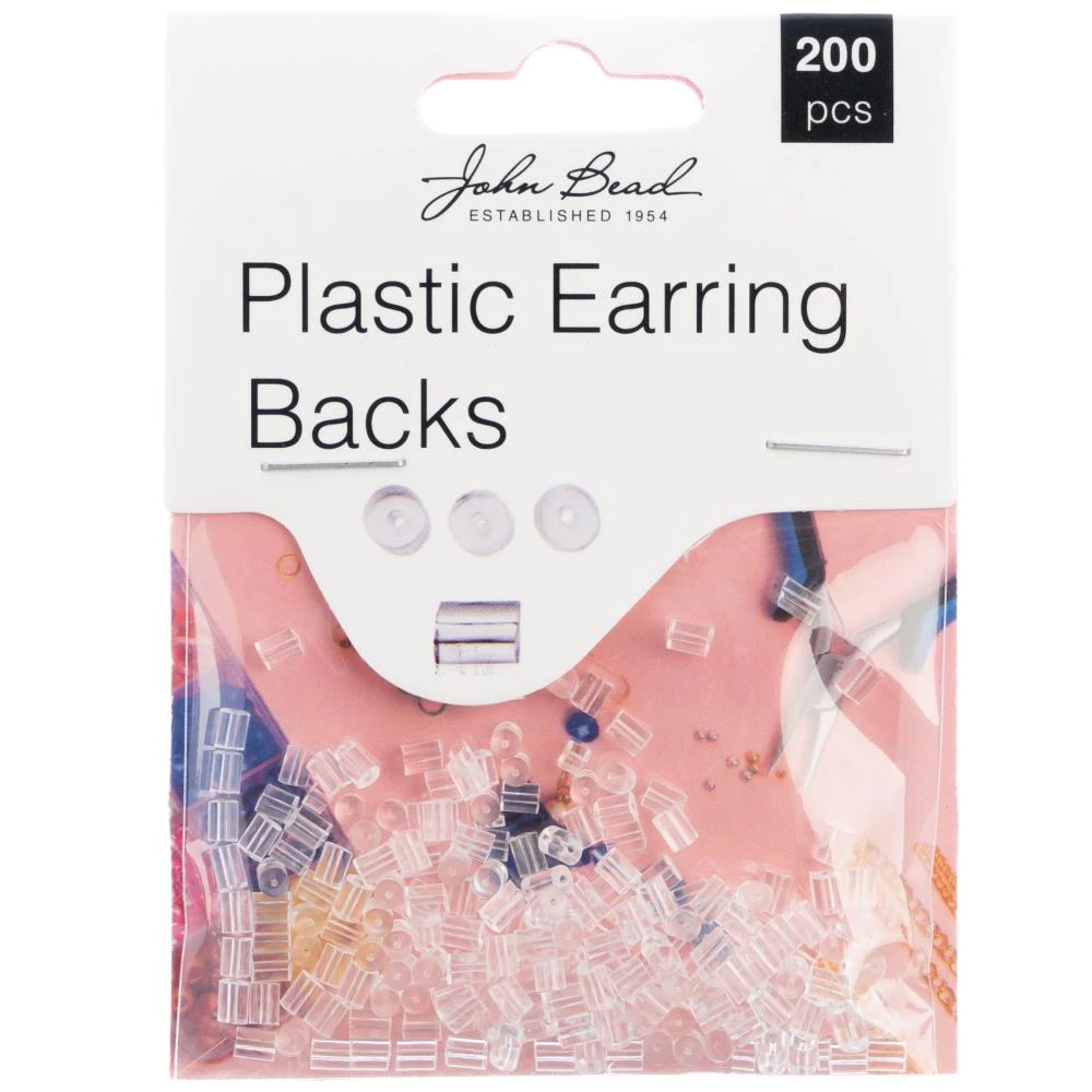 John Bead Plastic Earring Backs 200 pack  Clear