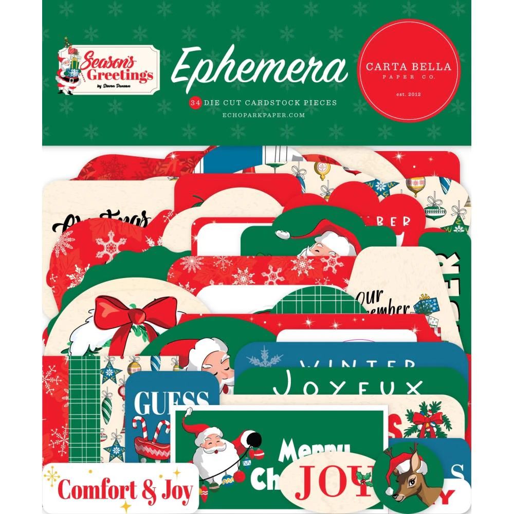 Carta Bella Cardstock Ephemera Icons, Season's Greetings*