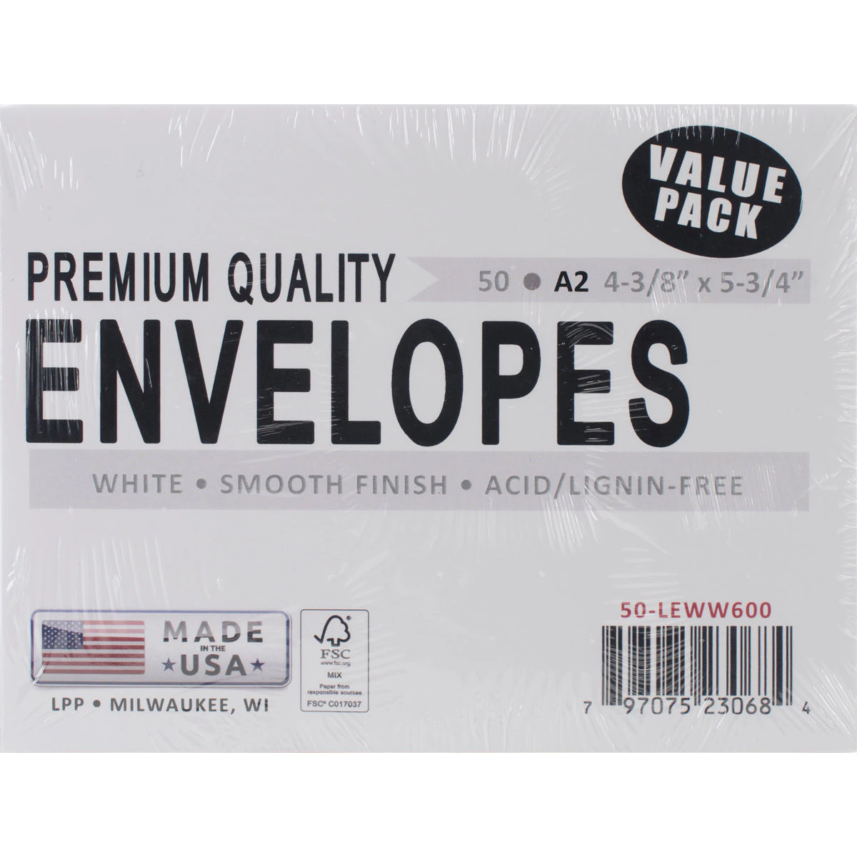 Leader A2 Envelopes (4.375"X5.75") 50/Pkg - White