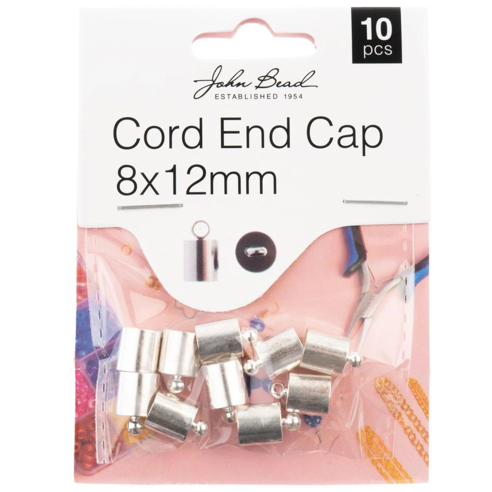 John Bead Cord End Cap 8x12mm 10 pack  Silver*