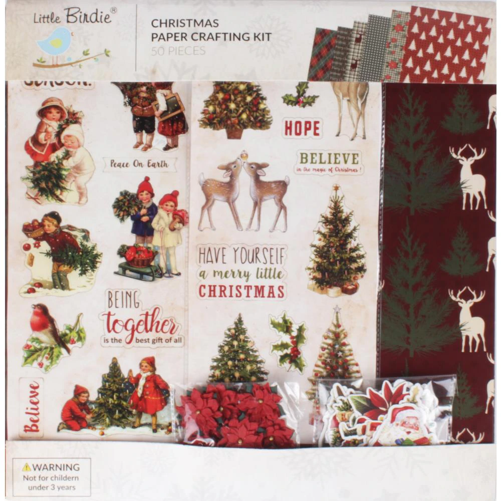 Little Birdie Christmas 12"x12" Paper Crafting Kit Christmas Cheer*