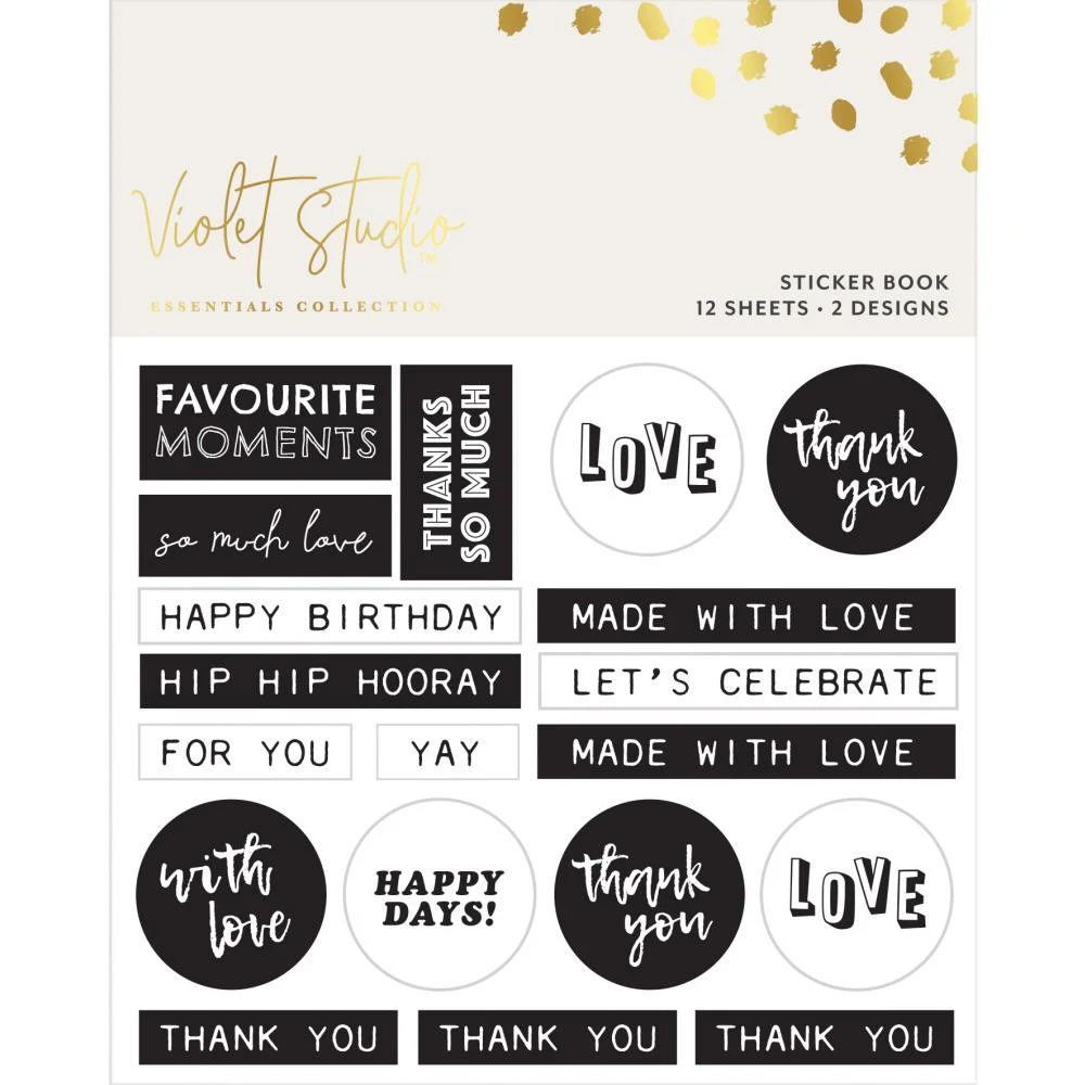 Violet Studio Sticker Book Monochrome Sentiments