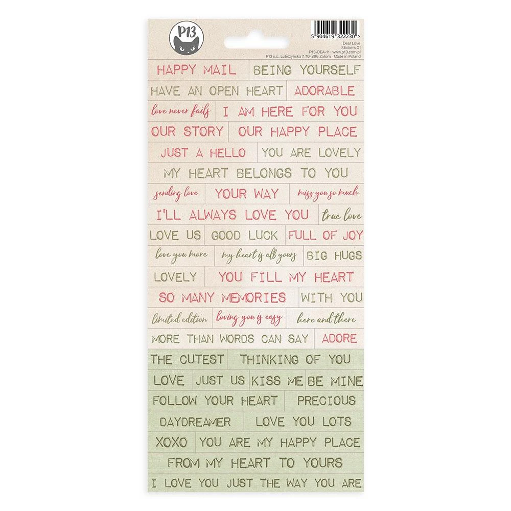 P13 Dear Love Cardstock Stickers 4"X9" #01*