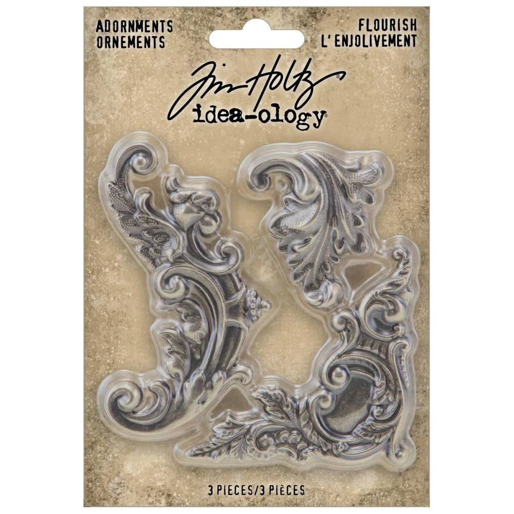 Tim Holtz Idea-Ology Metal Adornments 3 pack - Flourish