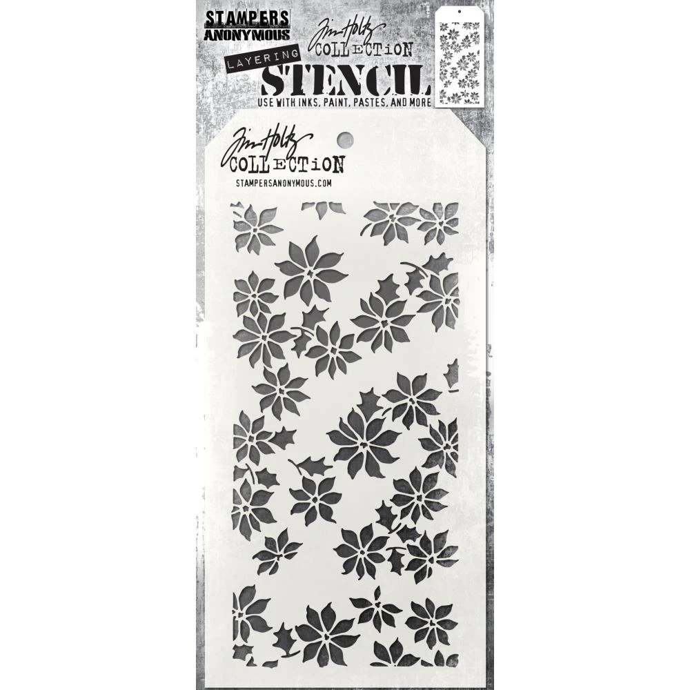 Tim Holtz Layered Stencil 4.125"x 8.5" - Tiny Poinsettia*