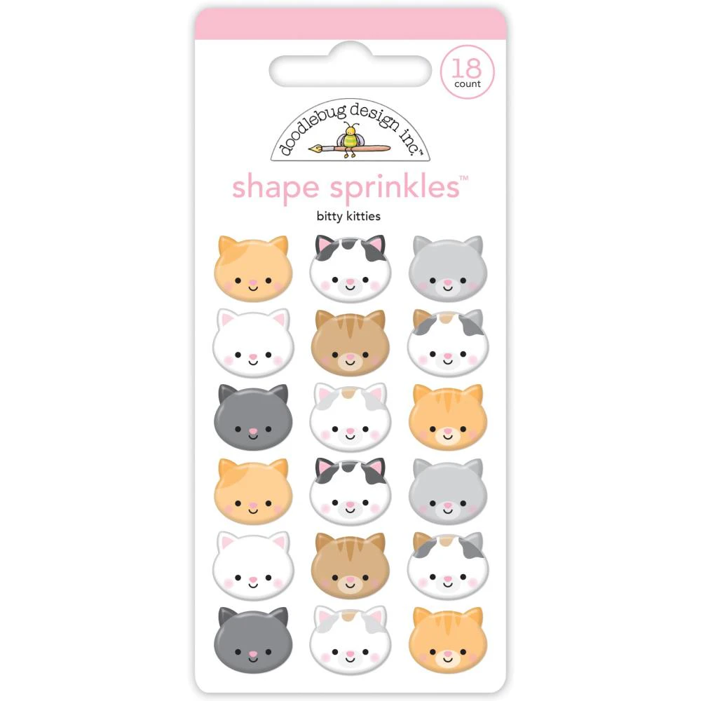 Doodlebug Sprinkles Adhesive Enamel Shapes Bitty Kitties*