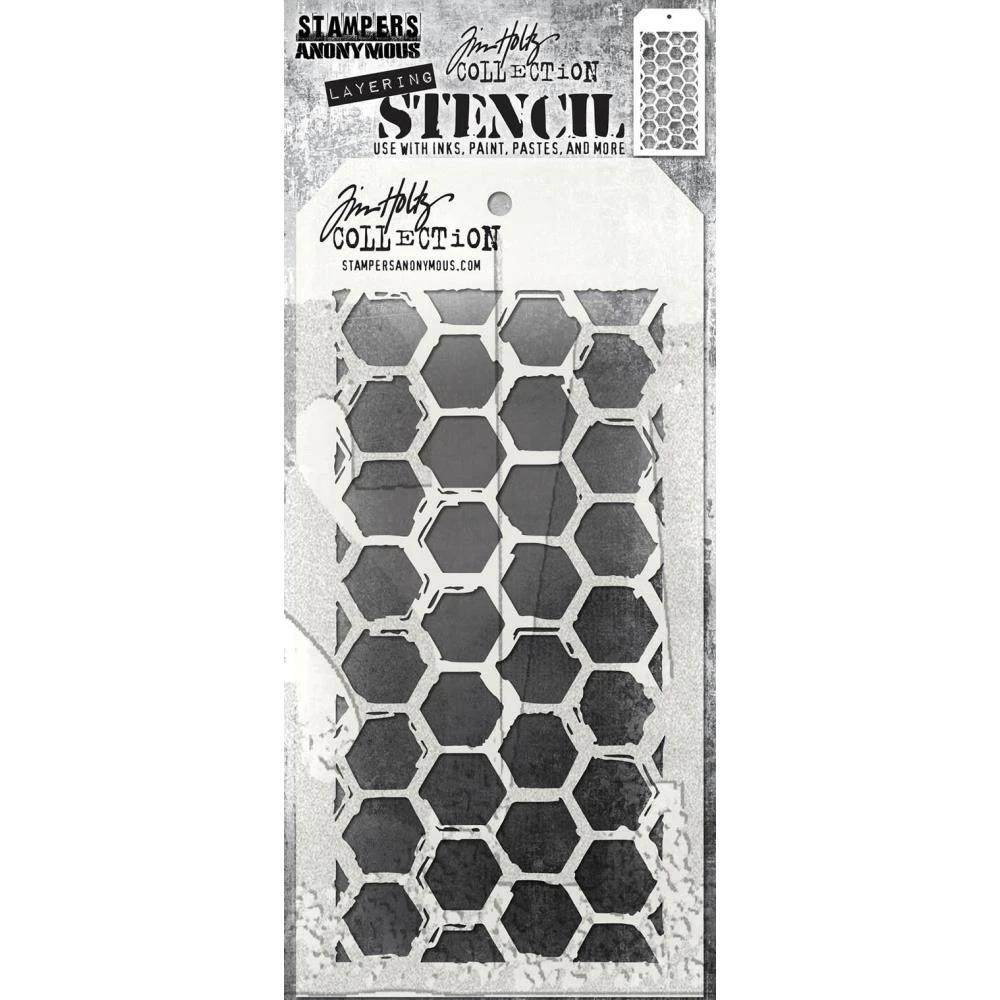 Tim Holtz Layered Stencil 4.125"X8.5" Brush Hex