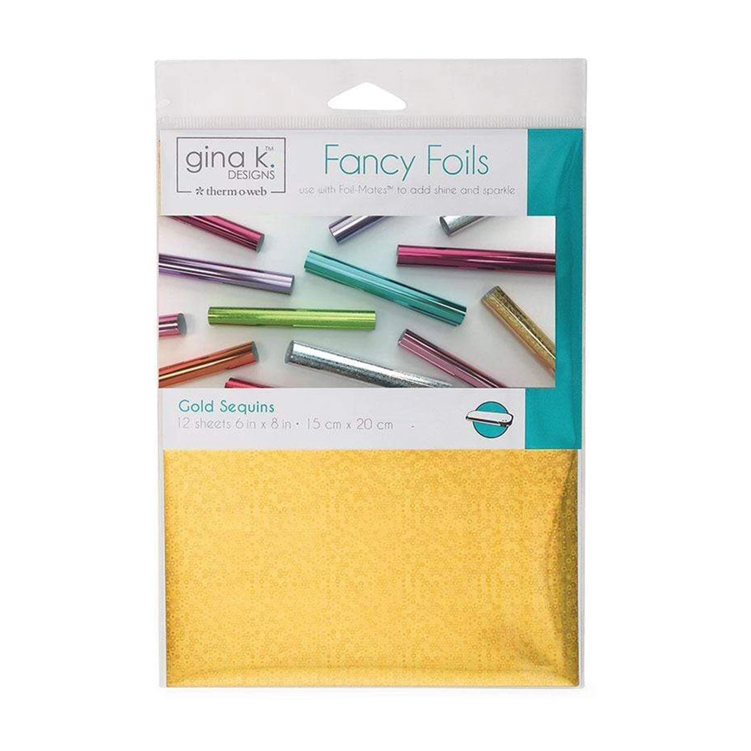 Gina K. Designs Fancy Foils 6"x 8" 12/Pkg - Gold Sequins