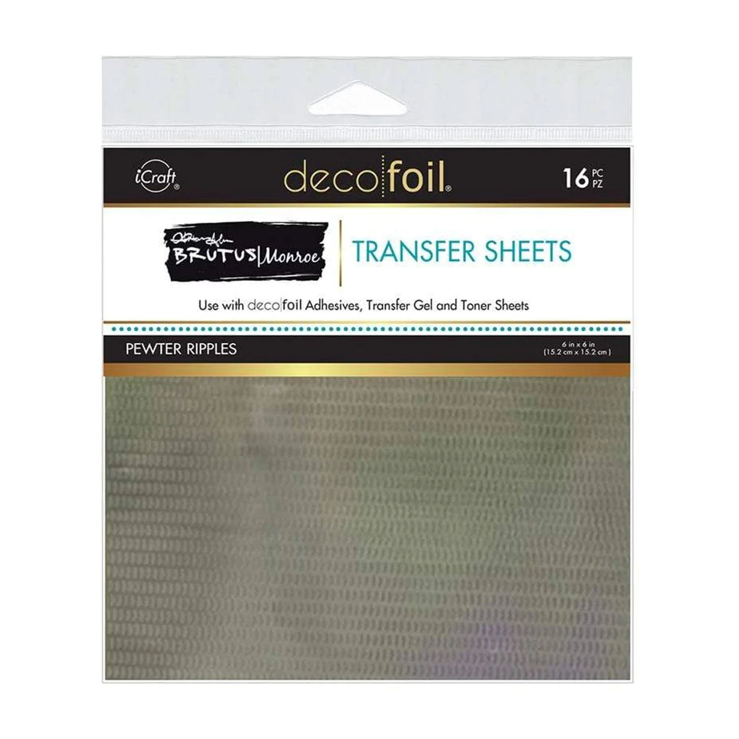 Brutus Monroe & Deco Foil Transfer Sheets 6"x 6" 16/Pkg - Pewter Ripples*