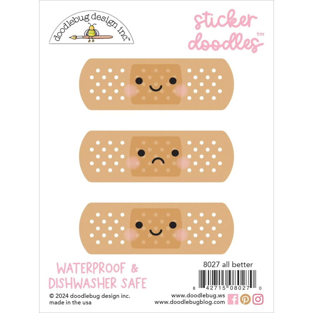 Doodlebug Water Bottle Sticker Doodles All Better - 8027