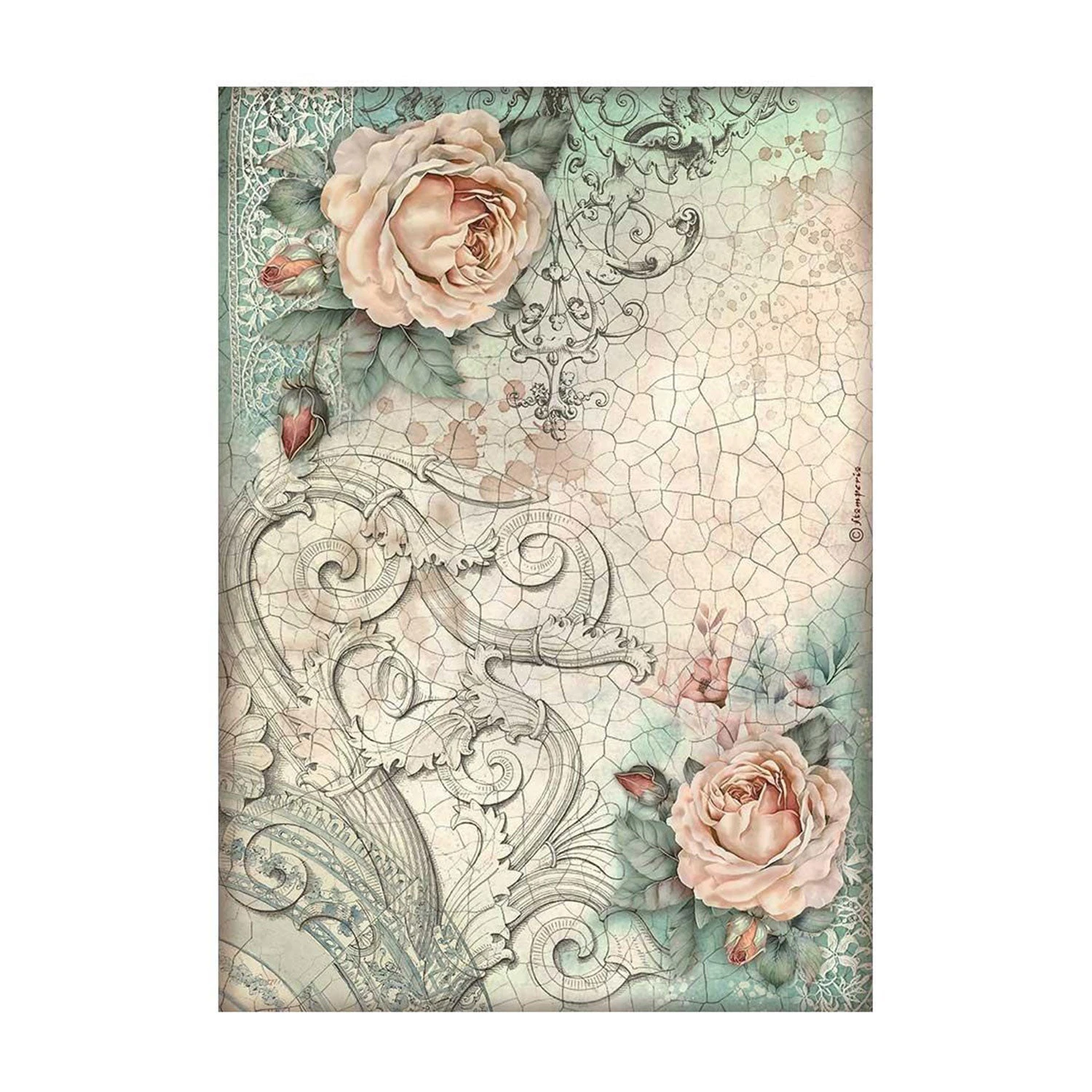 Stamperia Rice Paper Sheet A4 - Brocante Antiques - Roses