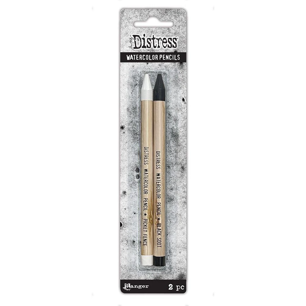 Tim Holtz Distress Watercolour Pencil 2/Pkg Picket Fence & Black Soot