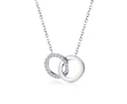 Double Ring Pendant Gold Plated Women's Necklace-Silver